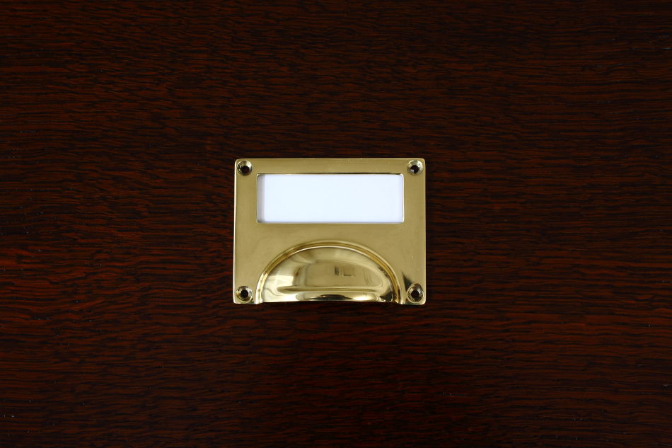 真鍮製カードフレーム付き ドロワープルハンドル