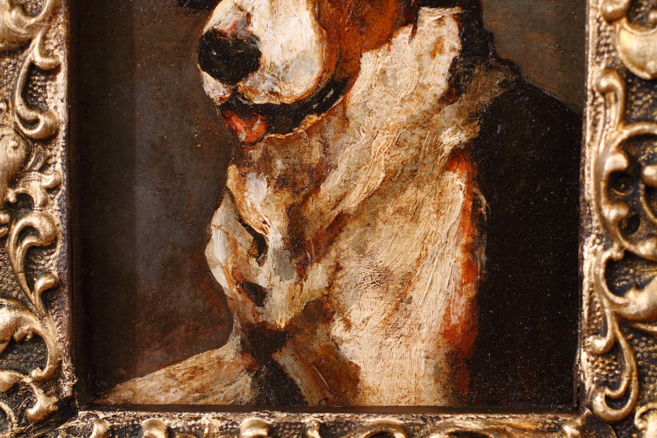 Portrait of a English Foxhound / Oil Painting