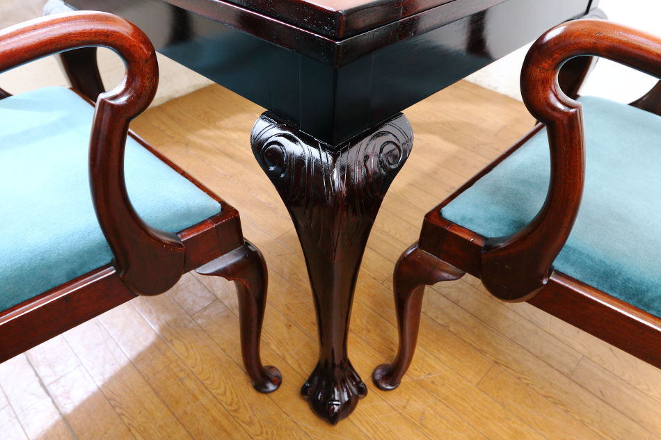 クオリティマホガニー チッペンデールスタイル ドローリーフテーブル