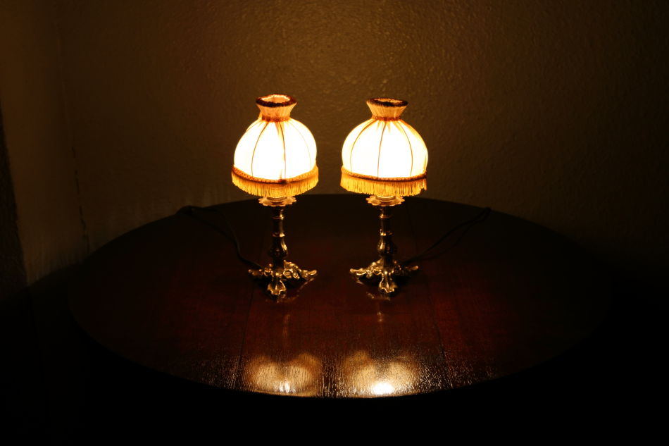アンティークブラス バルーンシェード テーブルランプ