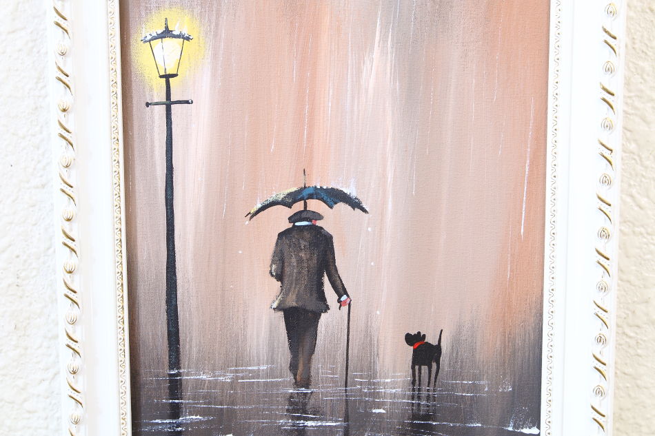 Just the two of us in the rain / Oil Painting