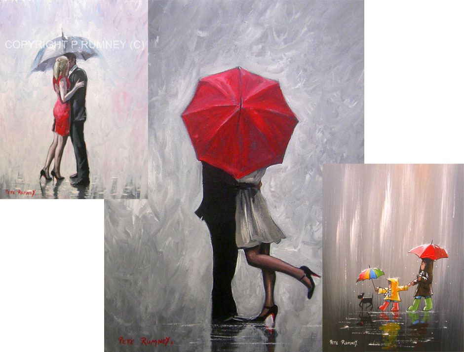 Just the two of us in the rain / Oil Painting