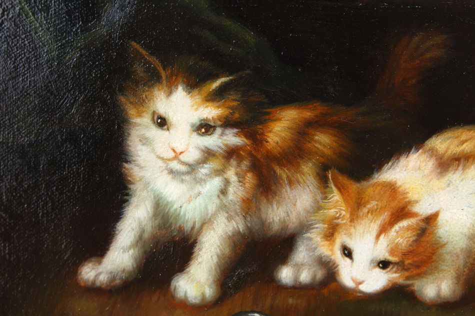 Kittens Playing / Oil Painting