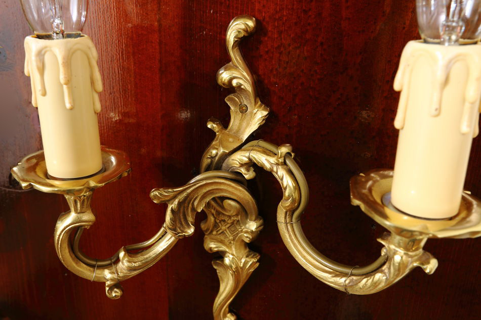 ルイ15世Louis XVスタイル ブラス ブラケットランプ(2灯)/ペア