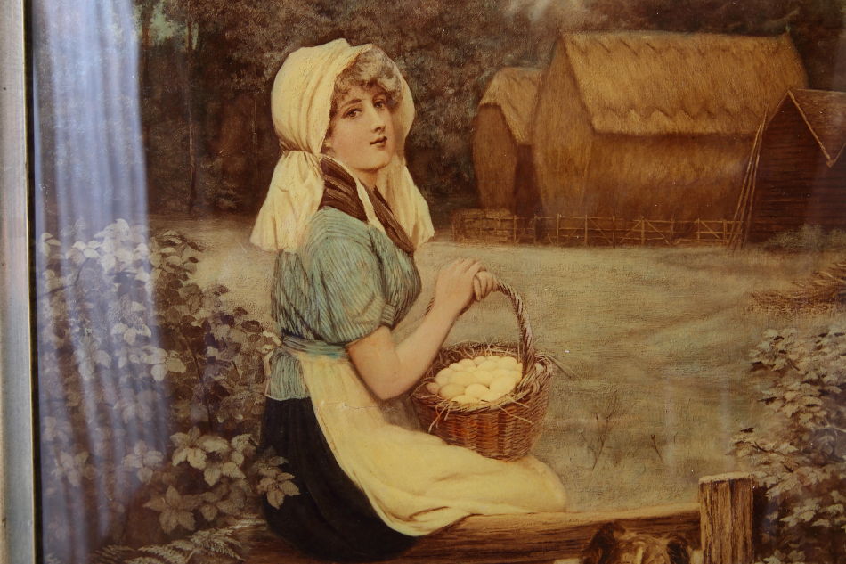 Young Lady with Bird / Crystolian Painting