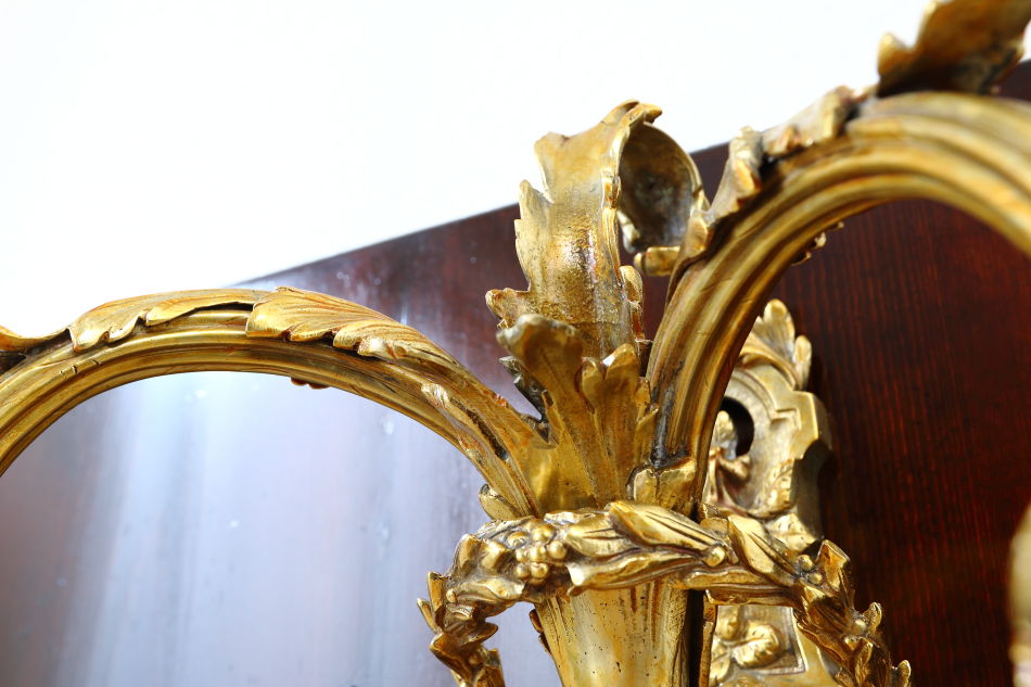 ルイ16世Louis XVIスタイル ローズガラス ウォールランプ(2灯)