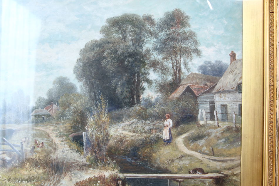 Landscape with the River bank / oil painting