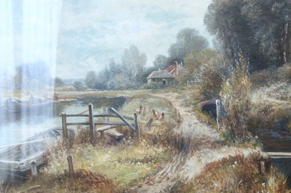 Landscape with the River bank / oil painting